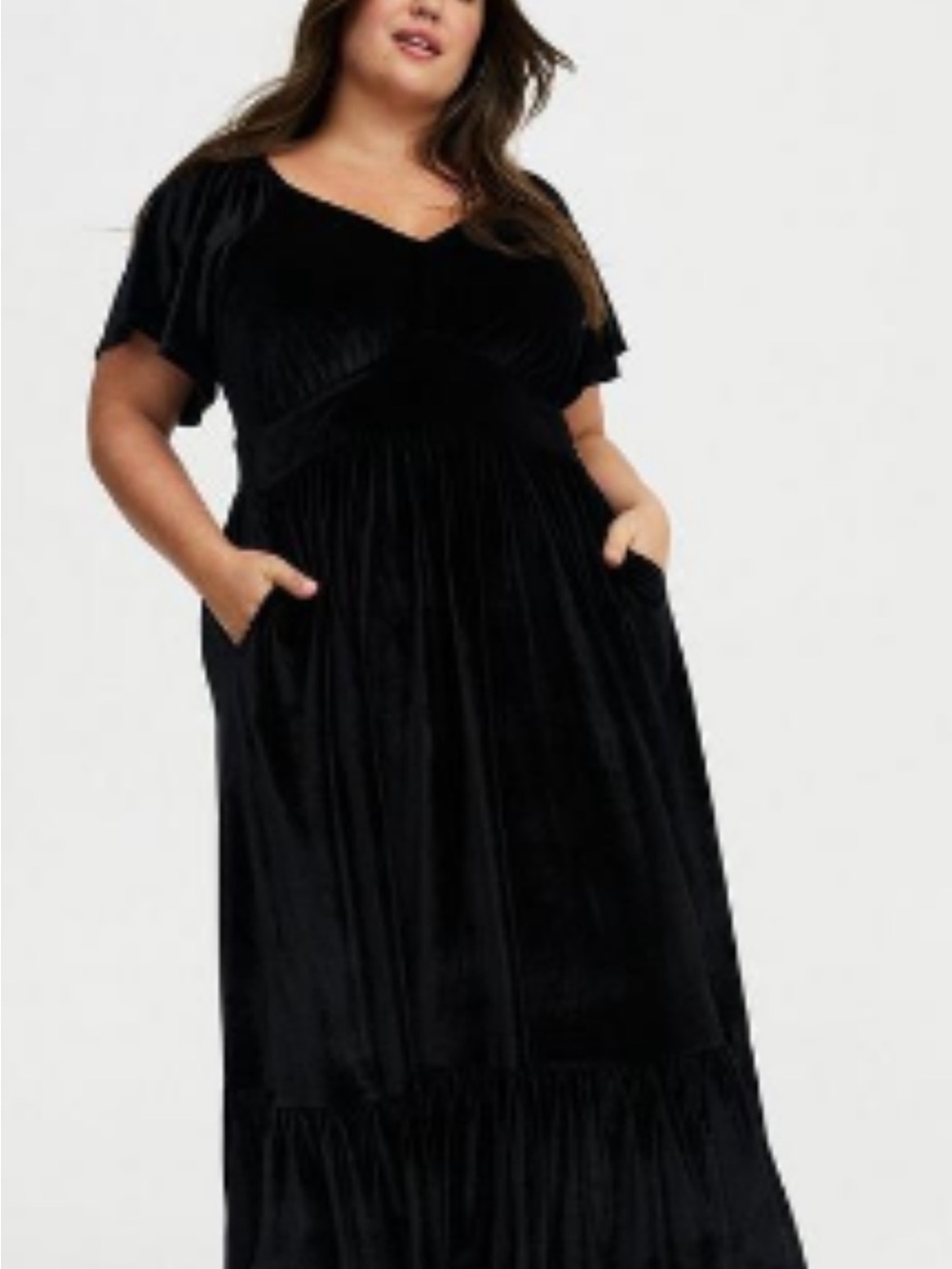 torrid Black Velvet Tiered Maxi Dress